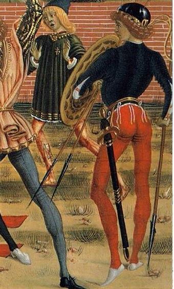 Pietro Perugino e la sua bottega. Storie di San Bernardino 1473. Dettaglio lanciotti
